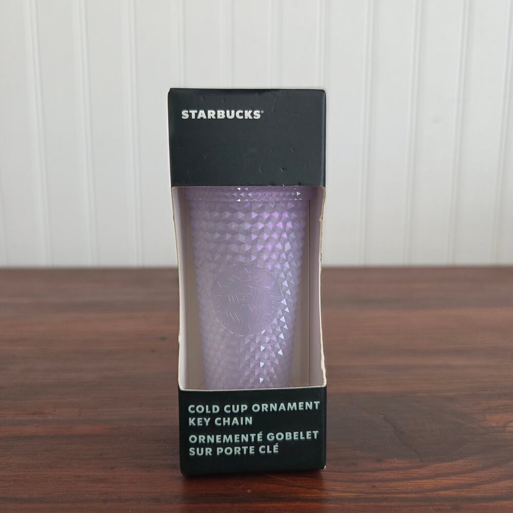 Starbucks‎ Cold Cup Ornament Key Chain 2021 Icy Lilac Studded Tumbler Coffee New